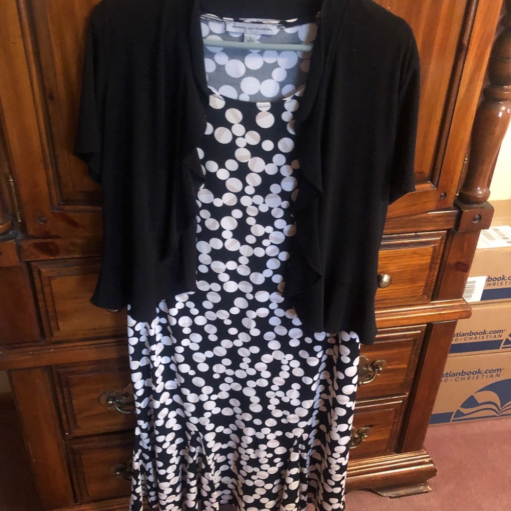 Polka dot dress with detachable jacket